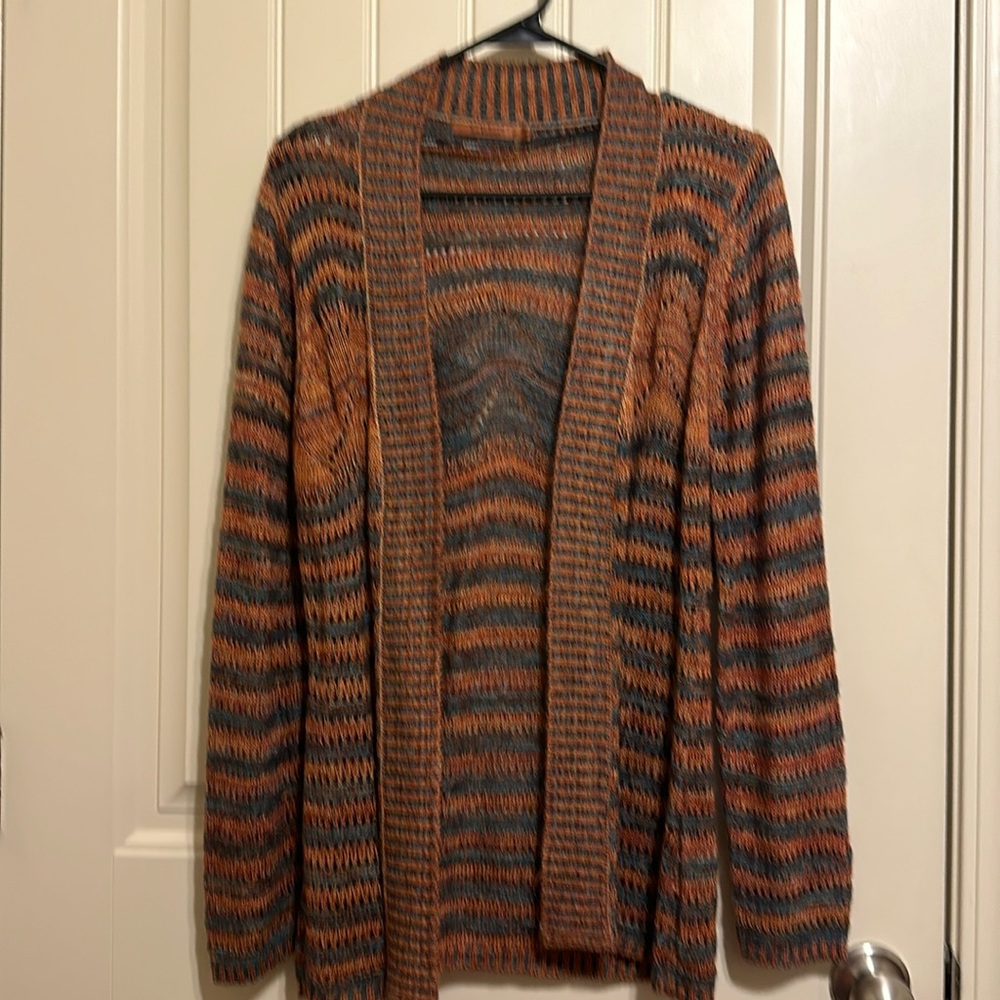 Light weight multi- colored sweater to wear over dress, shirt or blouse!
